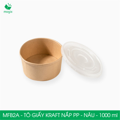 MFB2A - 1000ml - 100 Tô giấy kraft nâu nắp PP - Bát giấy đựng thực phẩm
