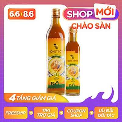 Combo Mật Ong Thiên Nhiên 5 Sạch Honeyboy 500ml và Mật Ong Thiên Nhiên 5 Sạch Honeyboy 250ml