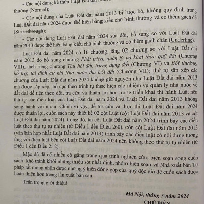 Nội dung kế thừa, bổ sung, đổi mới của Luật Đất Đai năm 2024 so với Luật Đất Đai năm 2013