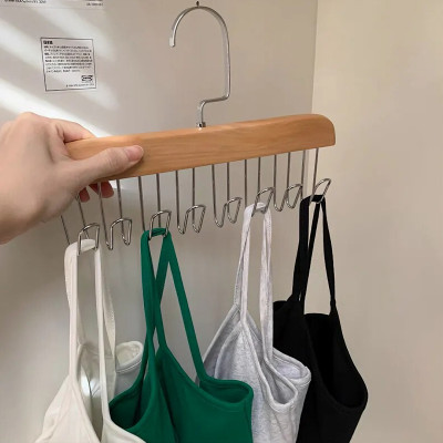 Móc gỗ KGMT08 treo cà vạt thắt lưng cán gỗ 8 nhánh treo đồ đa năng, móc treo áo lót, túi dễ tiện dụng- Hàng chính hãng