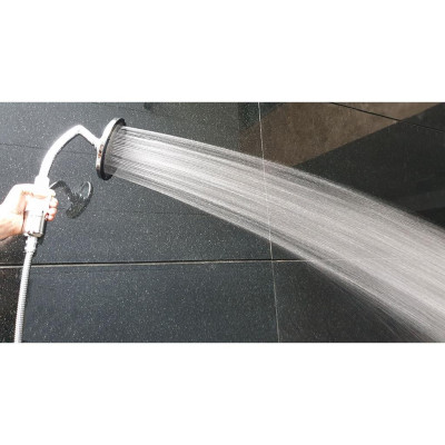 Bộ tay dây sen siêu tăng áp mặt tròn, lõi lọc Vitamin C Eurolife EL-146SH (Trắng bạc)