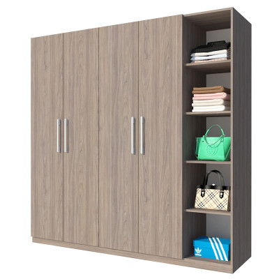 Tủ quần áo gỗ MDF Tundo 4 cánh 5 ngăn màu xám 220 x 55 x 220cm