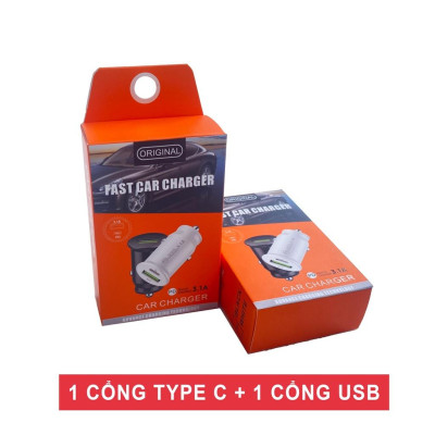 Tẩu sạc Qc3.0 PD 20W cổng USB Type-C trên xe hơi công suất 20W an toàn nhỏ gọn tiện dụng