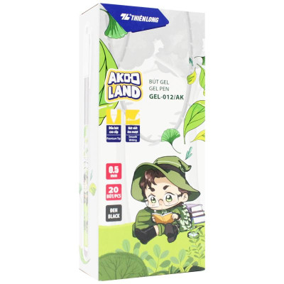 Hộp 20 Bút Gel 0.5 mm - Nhân Vật Akooland Tahi - Thiên Long Gel-012/AK - Mực Đen