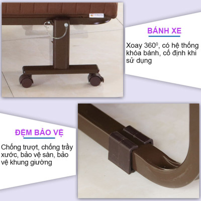 Giường gấp gọn văn phòng, có bánh xe di chuyển tiện lợi - Hàng chính hãng NIKITA