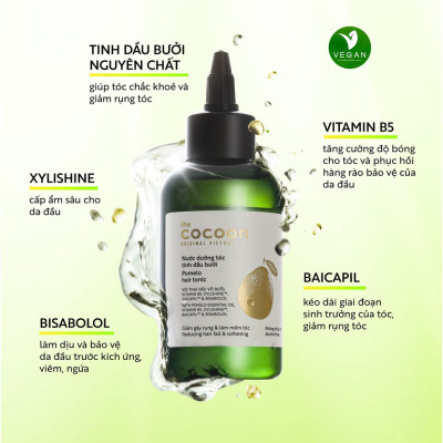 Nước dưỡng tóc tinh dầu bưởi Pomelo Cocoon 140ml phục hồi tóc, ngăn ngừa hư tổn thuần chay