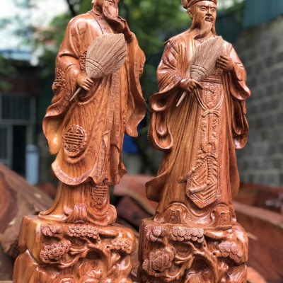 Tượng khổng minh (gia cát lượng ) bằng gỗ hương đá kt 60×16×15cm