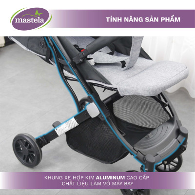 Xe đẩy gấp gọn cho bé Mastela HN275 - Xe đẩy em bé siêu nhẹ, thoáng khí bảo hành 12 tháng