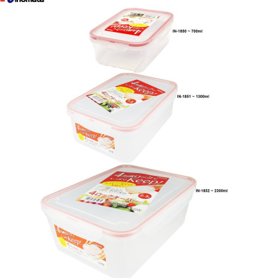 Set 03 hộp thực phẩm chữ nhật inomata (700ml + 1300ml + 2300ml) - Hàng nội địa Nhật Bản |#Made in Japan|