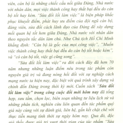 Sửa Đổi Lối Làm Việc Trong Công Cuộc Đổi Mới Hôm Nay