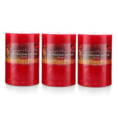 Bộ 3 nến thơm Hạnh Phúc D7H10 Miss Candle MIC0260 7 x 10 cm 