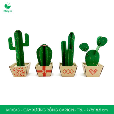 MFK04D - 7x7x18.5 cm - Cây xương rồng lắp ráp bằng giấy carton để bàn trang trí, bộ xếp hình sáng tạo