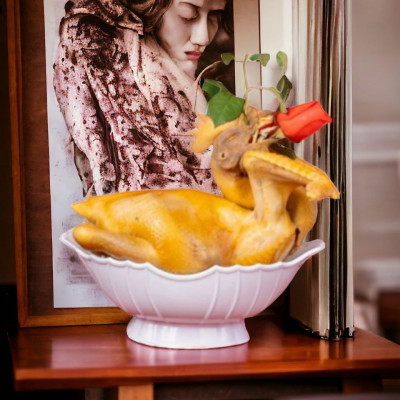 Bát đựng gà ngày tết có cỗ bàn gia đình chất liệu melame siêu bền hình thuyền đẹp mắt. Bát đựng gà nguyên con, bát đựng hoa quả gọn gàng vô cùng tiện dụng