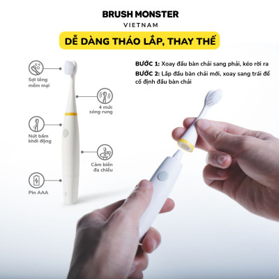 Bàn Chải Đánh Răng Điện Thông Minh Sonic Trẻ Em, BMT-1000, An Toàn, Kháng Khuẩn, Sử Dụng Công Nghệ Thực Tế Ảo