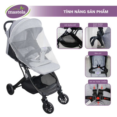 Xe đẩy gấp gọn cho bé Mastela HN275 - Xe đẩy em bé siêu nhẹ, thoáng khí bảo hành 12 tháng