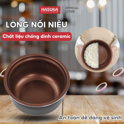 Nồi cơm điện HASUKA HSK-863 dung tích 3.2L, công suất 1200W- Thiết kế dễ sử dụng, lòng niêu chống dính Ceramic - Hàng chính hãng