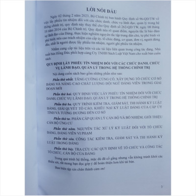 Sách Quy Định Lấy Phiếu Tín Nhiệm Đối Với Các Chức Danh, Chức Vụ Lãnh Đạo, Quản Lý Trong Hệ Thống Chính Trị - V2245T