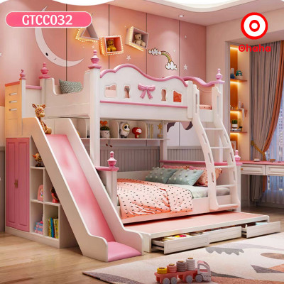 [Miễn phí lắp đặt & vận chuyển] Giường tầng trẻ em thông minh cao cấp 3 tầng có cầu trượt Ohaha - GTCC032