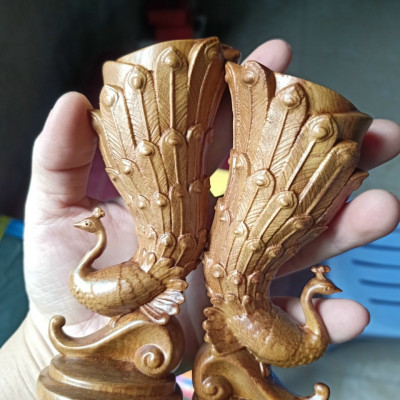 Đôi chim cắm hoa cắm tăm trang trí bằng gỗ bách xanh thơm nức kt cao 13×4×5cm