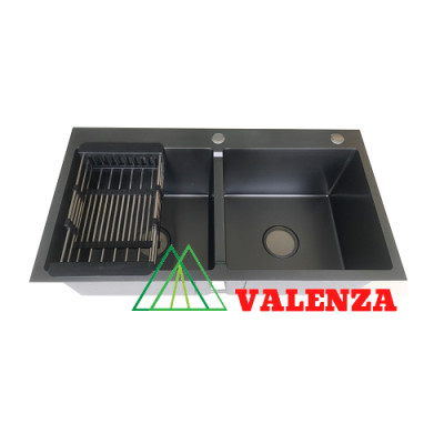 Chậu rửa chén bát inox 304 nano kháng khuẩn Valenza cao cấp 8245 kèm bộ xả chậu rổ inox 