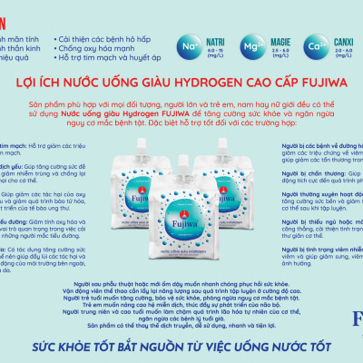 Hộp 12 Túi Nước Uống ION Kiềm Giàu Hydrogen Cao Cấp Fujiwa Dạng Túi Bạc - Detox nhanh Chống Oxy hoá mạnh 