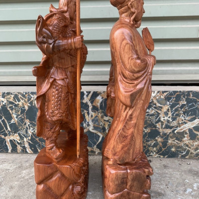 Cặp đôi văn võ song toàn, tượng khổng minh (gia cát lượng ) và tượng quan công kt cao 80