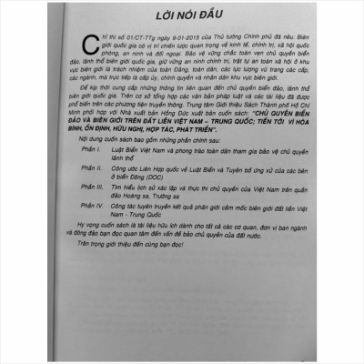 Sách ChủQuyền Biển Đảo Và Biên Giới Trên Đất Liền Việt Nam - Trung Quốc Tiến Tới Vì Hòa Bình, Ổn Định, Hữu Nghị, Hợp Tác, Phát Triển - V1041P