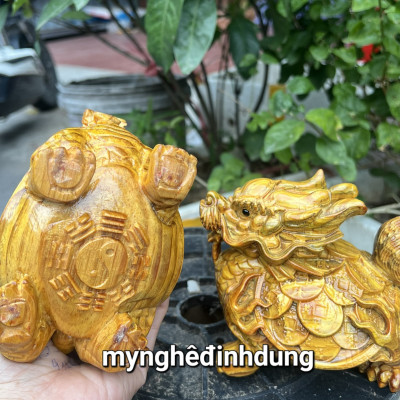 Cặp tượng lòng quy (rùa ) bằng gỗ huyết long đẹp long lanh kt 15x12x10cm
