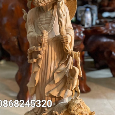 Tượng cụ đạt ma sư tổ bằng gỗ ngọc am thơm nức nhiều giàu kt cao 1m x39×20cm 