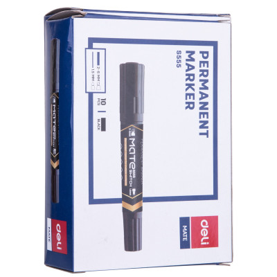 Bút dạ kính Deli - không xóa được - 2 đầu bút 2 kích cỡ ngòi - Mực Xanh/ Đen/ Đỏ - 10 cây/hộp - ES555