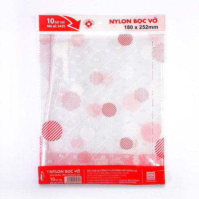 Bọc vở nylon cấp II Hồng Hà 3435 (180x252mm) tập 10 chiếc