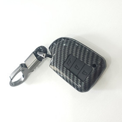 Ốp nhựa carbon lót silicon bảo vệ chìa khóa xe Toyota Vios 2019 kèm móc đeo INOX