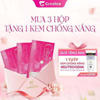 Combo 3 hộp Greshie Collagen Liquid  - Collagen dạng nước chống lão hóa, đẹp da ( TẶNG 1 KCN NEUTROGENA)