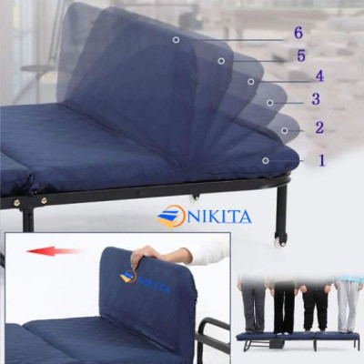 Giường gấp có nệm 3 khúc màu xanh, rộng 75cm nâng đầu 5 cấp độ, gấp gọn, tiện dụng Nikita