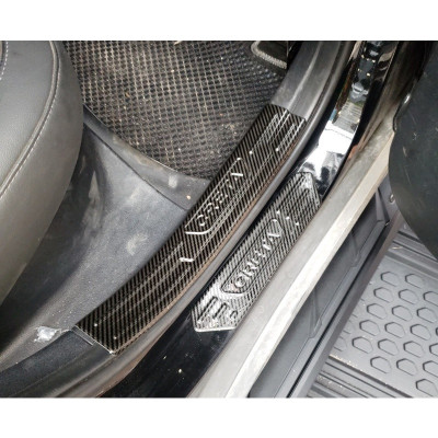 Ốp bậc cửa, nẹp bước chân trong, ngoài CARBON xe Hyundai Creta 2022- 2023, vân CACBON cao cấp