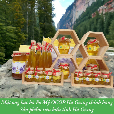 MẬT ONG BẠC HÀ PO MỶ OCOP HÀ GIANG CHÍNH HÃNG 500ML, MẬT ONG BẠC HÀ NGUYÊN CHẤT ĐẶC SẢN HÀ GIANG
