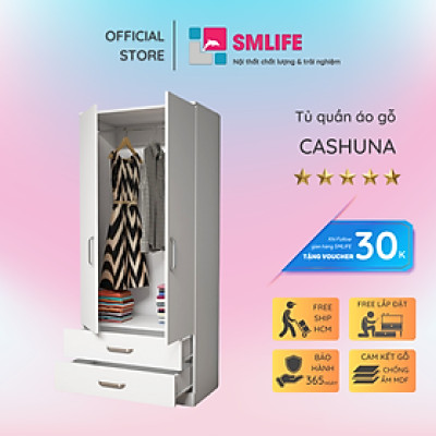 Tủ quần áo bằng gỗ công nghiệp thiết kế hiện đại SMLIFE Cashuna