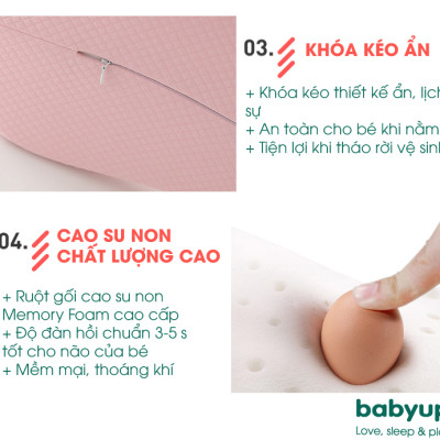Gối cho bé Babyup, cao su non cao cấp, mềm mại, thoáng khí, giúp con ngủ ngon hơn - Dành cho bé từ 5 tháng đến 4 tuổi