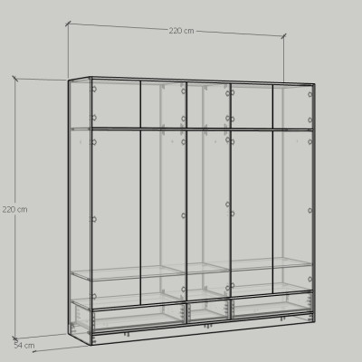 [Happy Home Furniture] ELEGANT, Tủ quần áo 2m2x2m2 , 220cm x 54cm x 220cm ( DxRxC), TCM_046