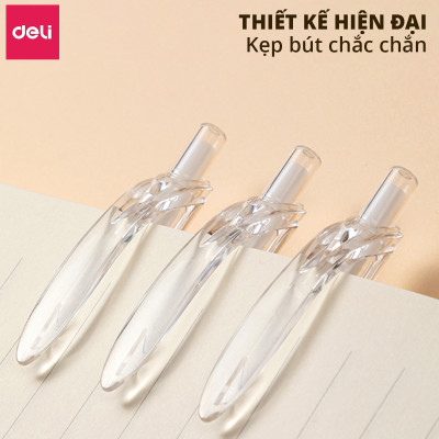 Bút Bi Nước Mực Gel Bấm Deli 0.5mm Đệm Tay Siêu Êm Ái Xinh Xắn Nhanh Khô Viết Đều Trơn Tru Nhiều Mực Có Ngòi Thay Thế