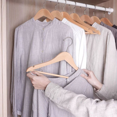 10 Móc Gỗ Treo Quần Áo Vàng Thanh Ngang 44.5cm