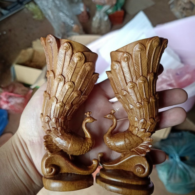 Đôi chim cắm hoa cắm tăm trang trí bằng gỗ bách xanh thơm nức kt cao 13×4×5cm