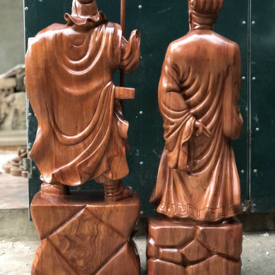 Cặp quan văn quan võ ,tượng khổng minh ( Gia cát lượng ) Và tượng quan công bằng gỗ hương cao 80cm 