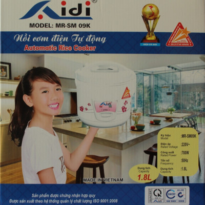 Nồi Cơm Điện Tự Động Nắp Gài Aidi MR-SM 09K (1,8 lít) - Màu Ngẫu Nhiên - Chính Hãng