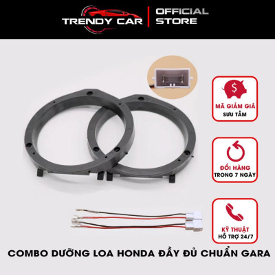 Combo Dưỡng loa cánh Honda loại 1 mẫu viền dày kèm giắc nối tiếp viền loa cánh Honda 6.5 inch (16cm)