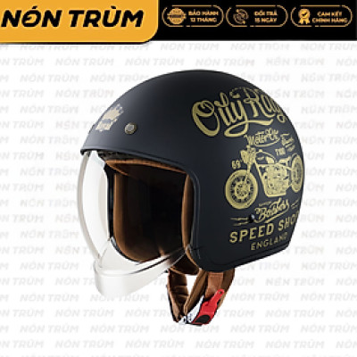 Mũ bảo hiểm xe máy 3/4 Royal M139 kính âm tem V5 đen nhám - Nón Trùm