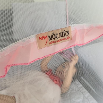 Màn Chụp , Mùng Chụp Cho Bé Cao Cấp Mộc Miên - Có Viền Chân 80x120cm