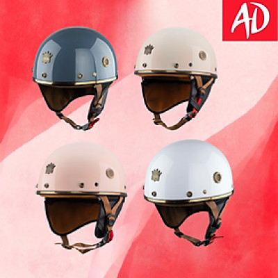 Mũ bảo hiểm xe máy nửa đầu Royal M379 có ốp tai da kèm lưỡi trai che nắng màu đen