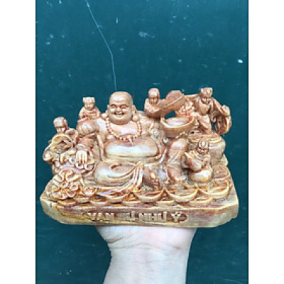 Tượng phật di lặc mini vạn sự như ý bằng gỗ huyết long kt 15×9×8cm