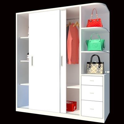 Tủ quần áo gỗ MDF Tundo cửa lùa cánh trắng 180 x 55 x 200cm